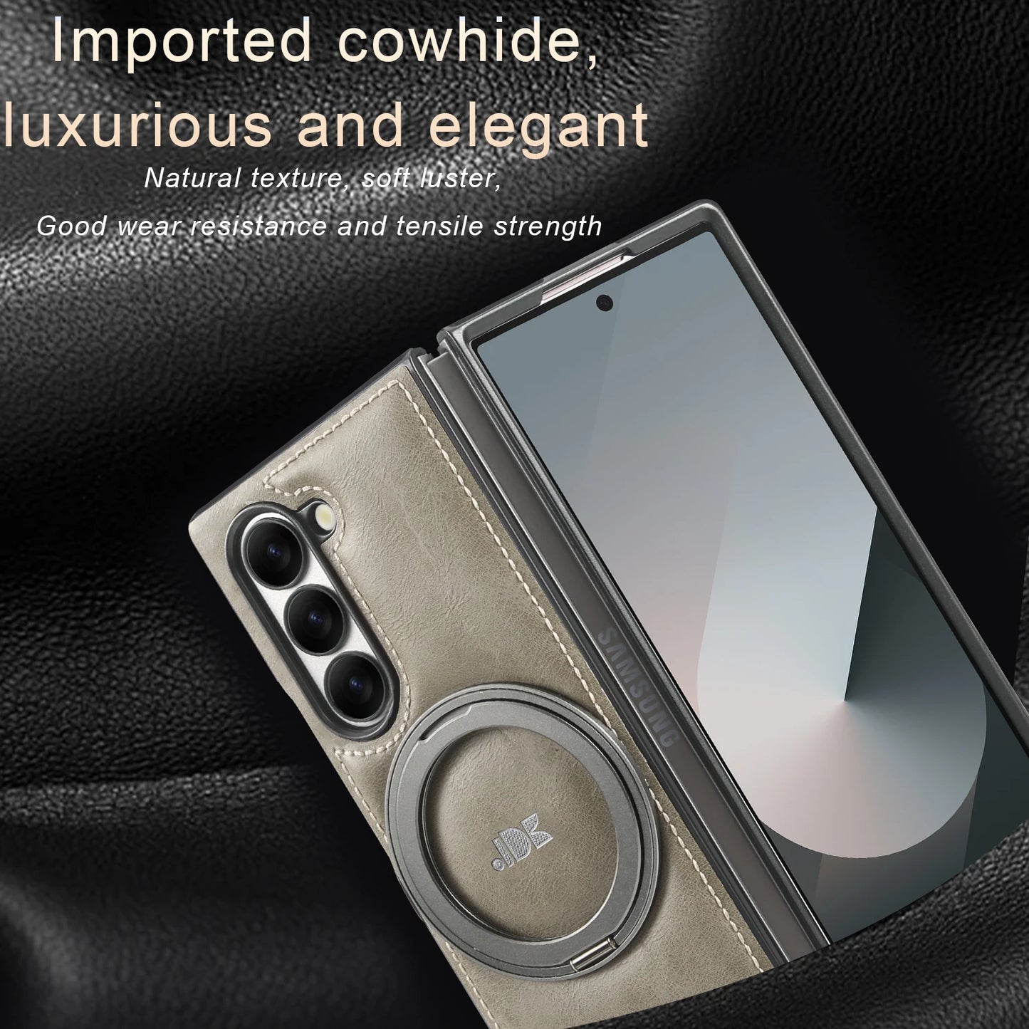 Z Fold7 Magnetic Electroplated Bracket Leather Flip Moblie Phone Case for Samsung Galaxy Z Fold 6 5 4 3 Protective Hard Cover
