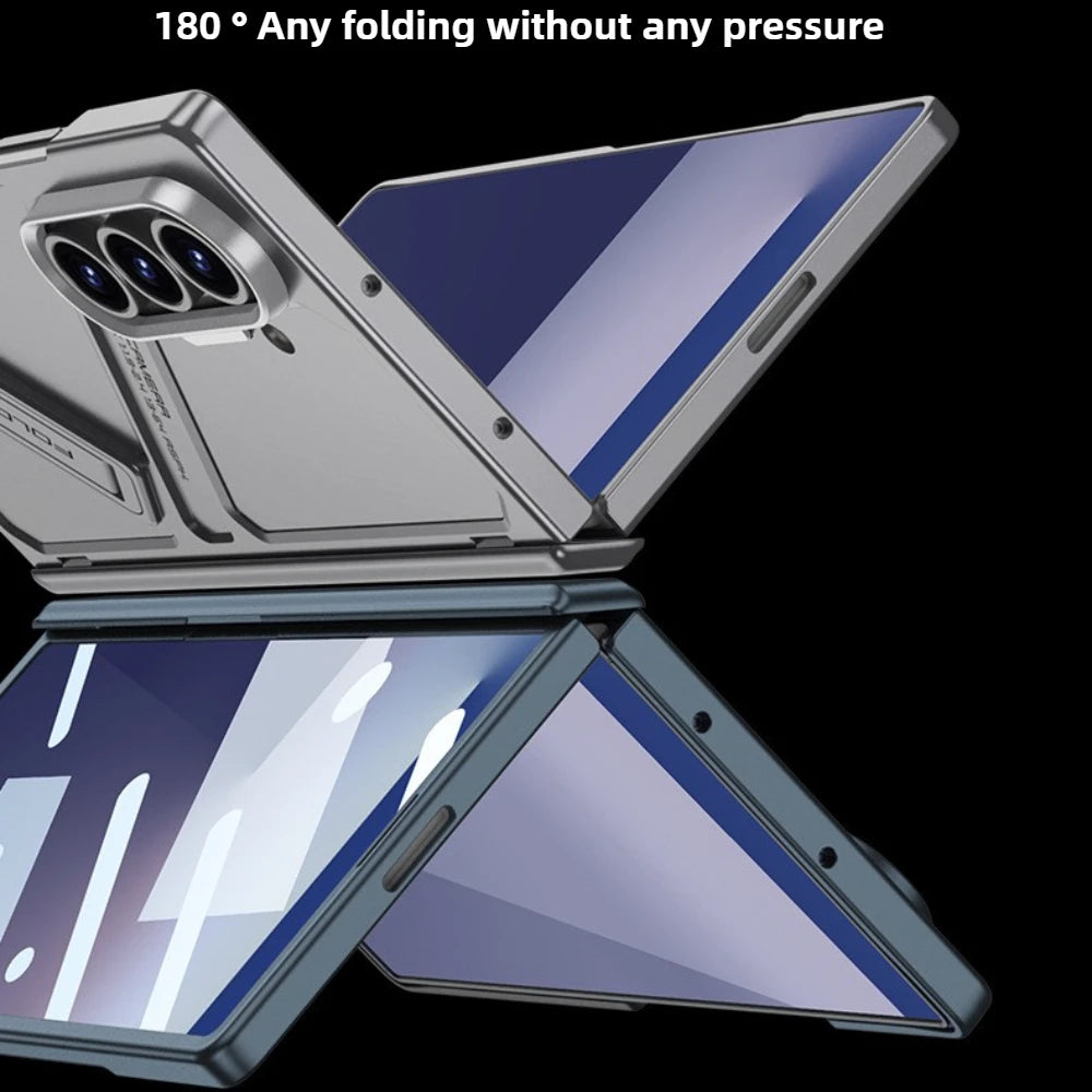 Magnetic Invisible Bracket Phone Case for Samsung Galaxy Z Fold 7 Fold7 Hinge/Screen Protection Film Slim Shockproof Hard Cover