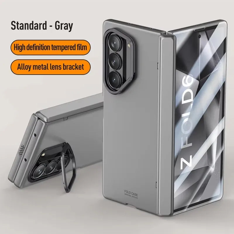 Magnetic Hinged Holder Cover For Samsung Galaxy Z Fold 6 Fold6 zfold6 Case With Tempered Glass Shockproof Cases Kickstand Fundas