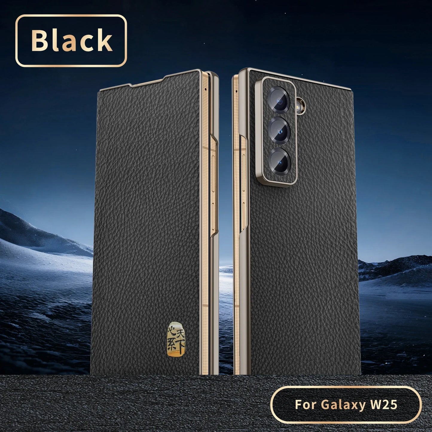 Genuine Cowhide Leather Phone Case for Samsung Galaxy Z Fold 7 Fold6 5 W24 W25 Fine Hole Lens Bumper Magnetic Suction Edge Cover