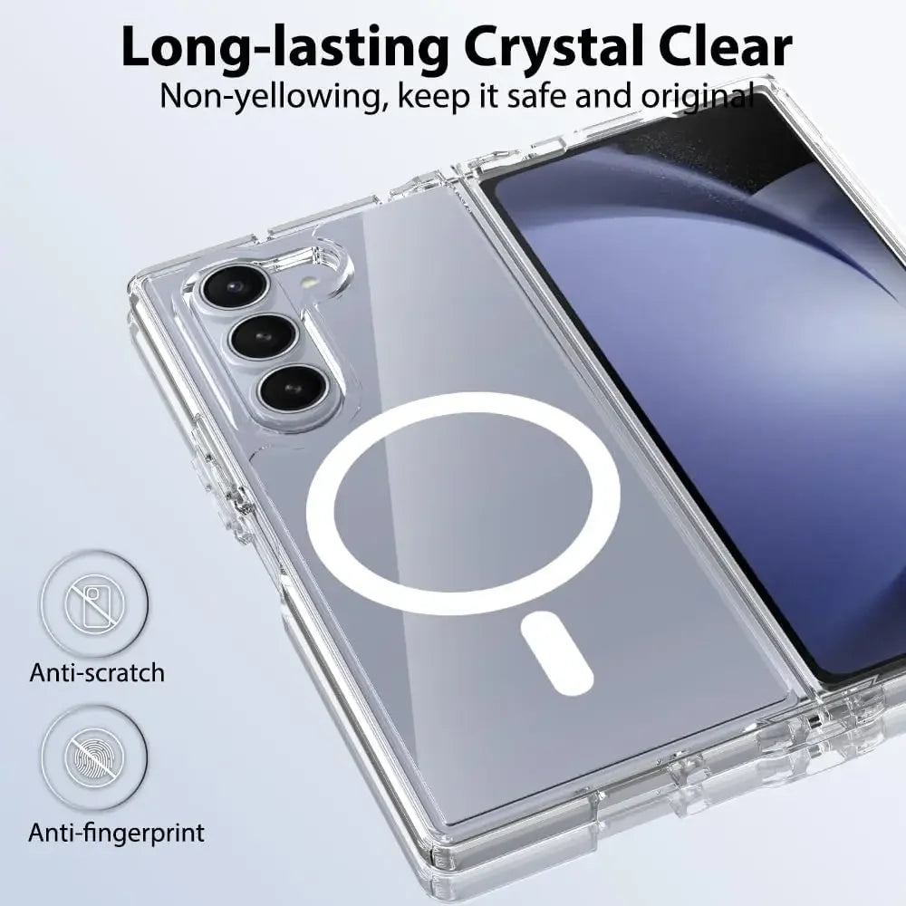 Magnetic Phone Case For Samsung Galaxy Z Fold 6 7 Clear Shockproof Cover Wireless Charging for Magsafe Shell For Z Fold7 Fold6