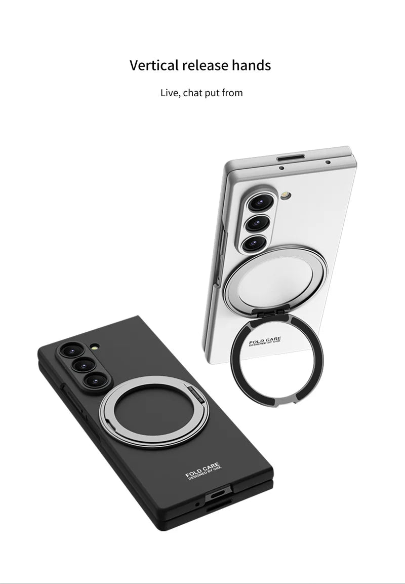 Matte Skin Feeling Magnetic Case For Samsung Galaxy Z Fold 7 3 4 5 6 Rotating bracket Magsafe Wireless Charger Slim PC Cover