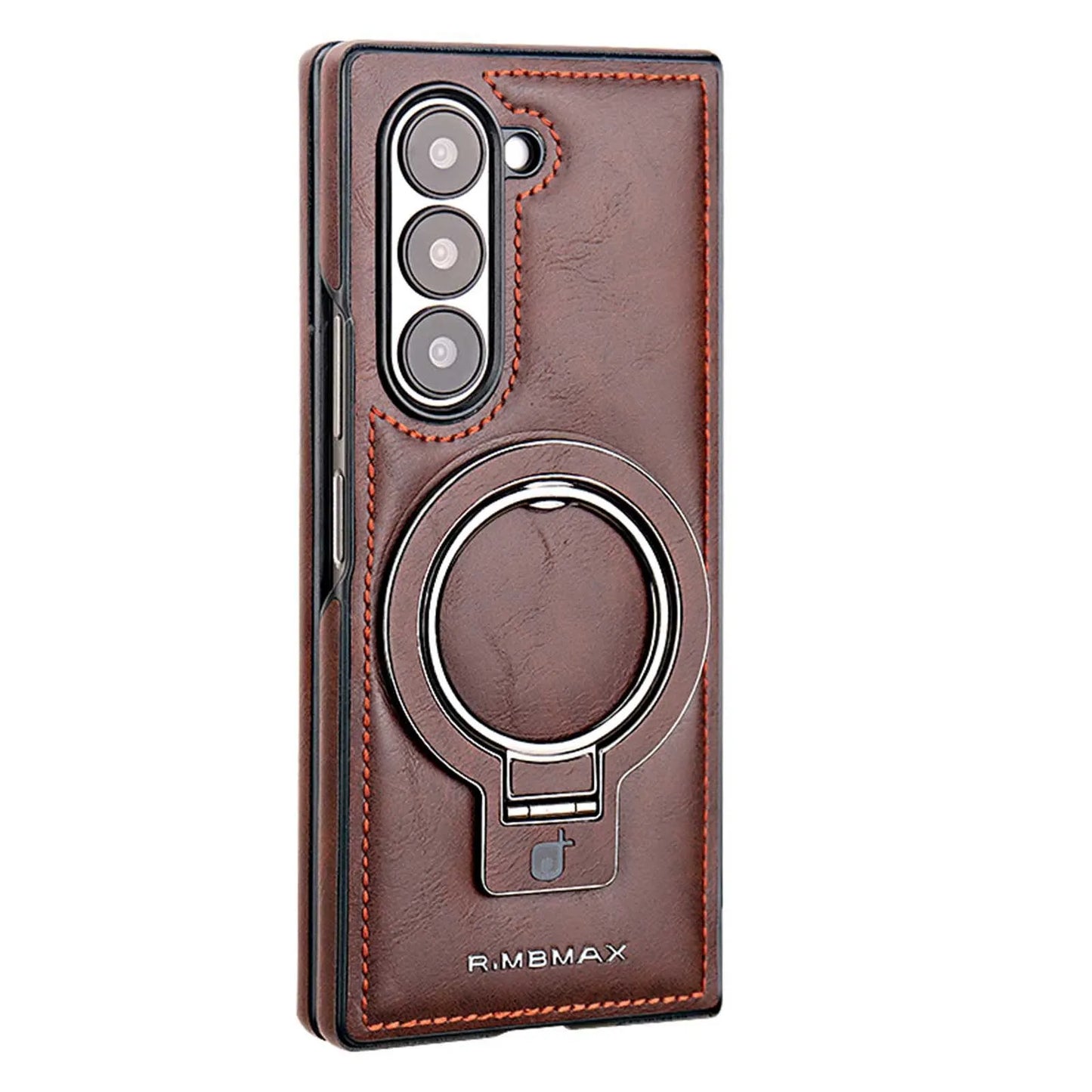 Electroplated Leather  Phone Case for Samsung Galaxy Z Fold 7 ZFold 6 5 4 3 Bracket Magnetic Wireless Charging Protective Cover