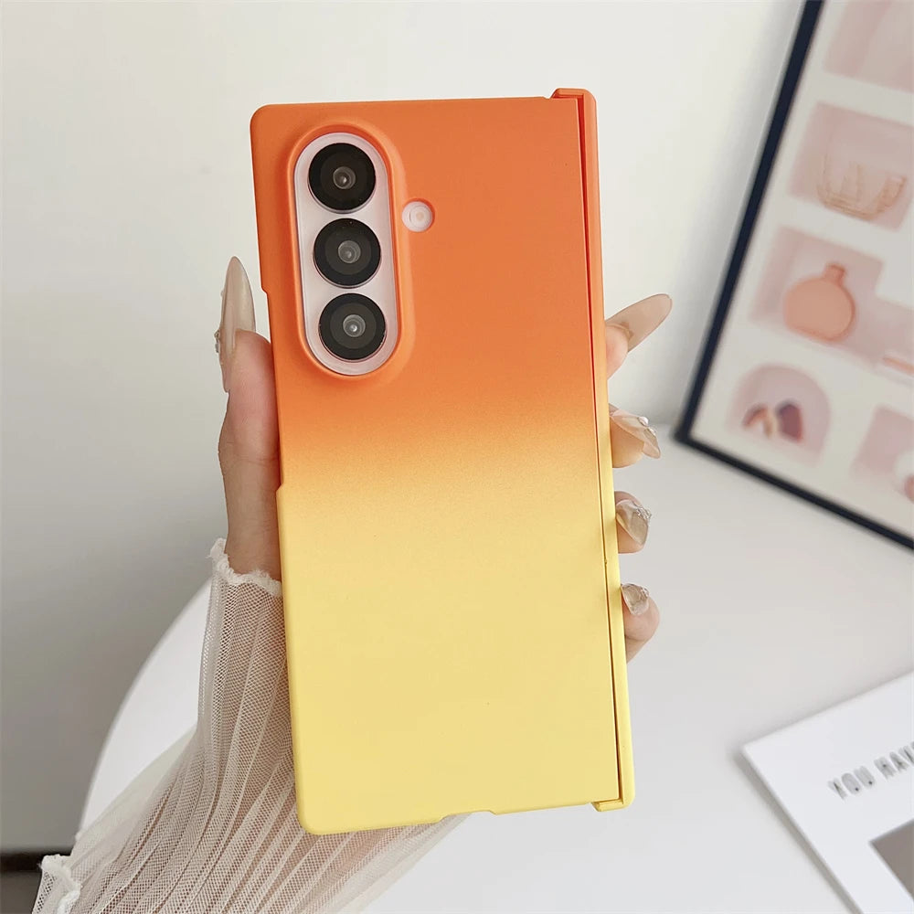 For Samsung Z Fold 7 6 Silicone Gradient Dual Color Case For Galaxy Z Fold 5 3 4 Fold6 Filp7 Hinge Protector Shockproof Cover