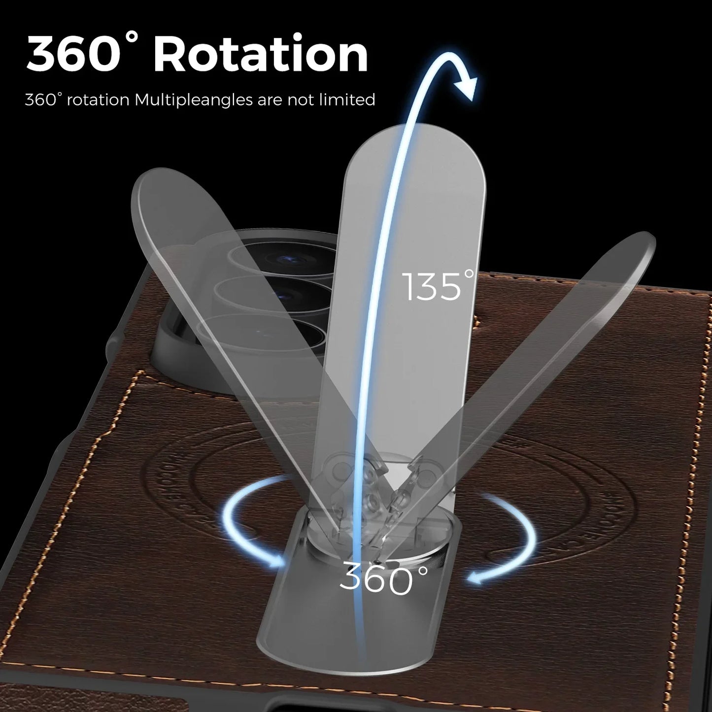 Fold 7 Strong Magnetic Phone Case for Samsung Galaxy Z Fold 7 6 5 4 3 Wireless Charging Metal Rotating Bracket Pu Leather Cover