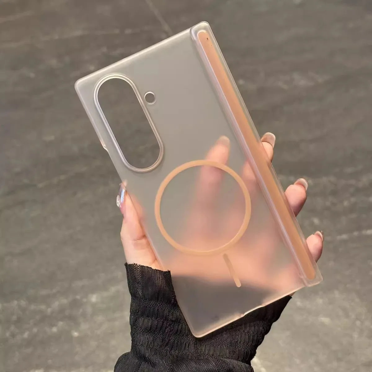 Transparent For Magsafe Magnetic Center Axis Case For Samsung Galaxy ZFold 7 Z Fold Flip 5 6 4 Hard Matte Thin Shockproof Cover