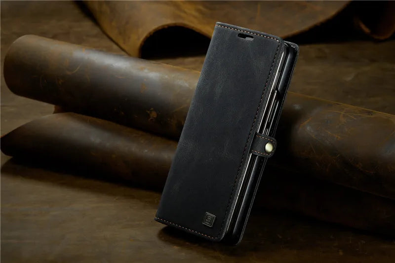 Retor Magnetic Leather Wallet Card Slots Phone Case for Samsung Galaxy Z Fold 7 6 5 4  Fold6 Fold5 Fold4 Flip Stand Cover Bag