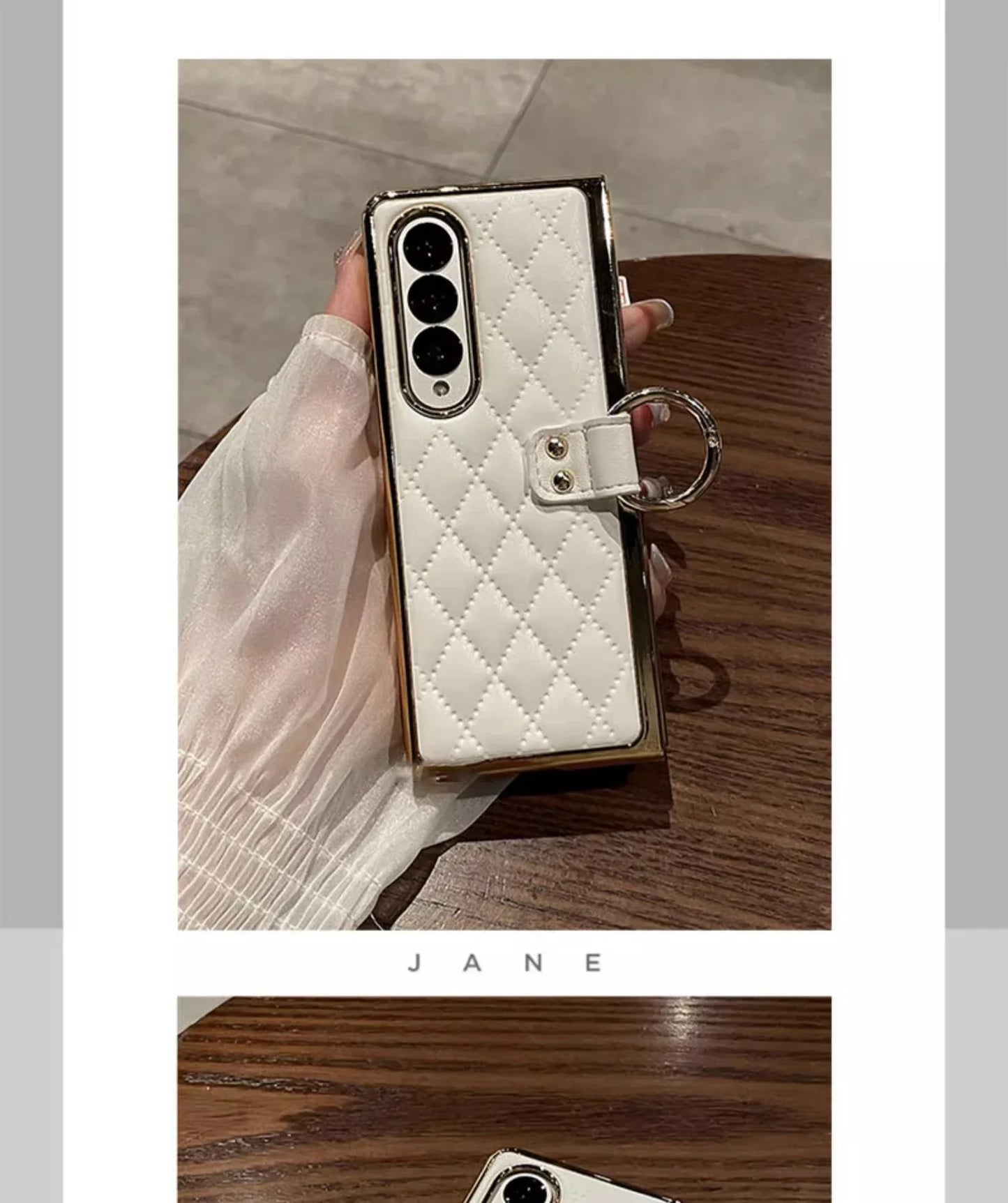 Leather Case with Ring Screen Protector for Samsung Galaxy Z, Fold 5, 6, 7 Z Fold 3, 4, Luxury Phone Case, Plating, Woman, Girl