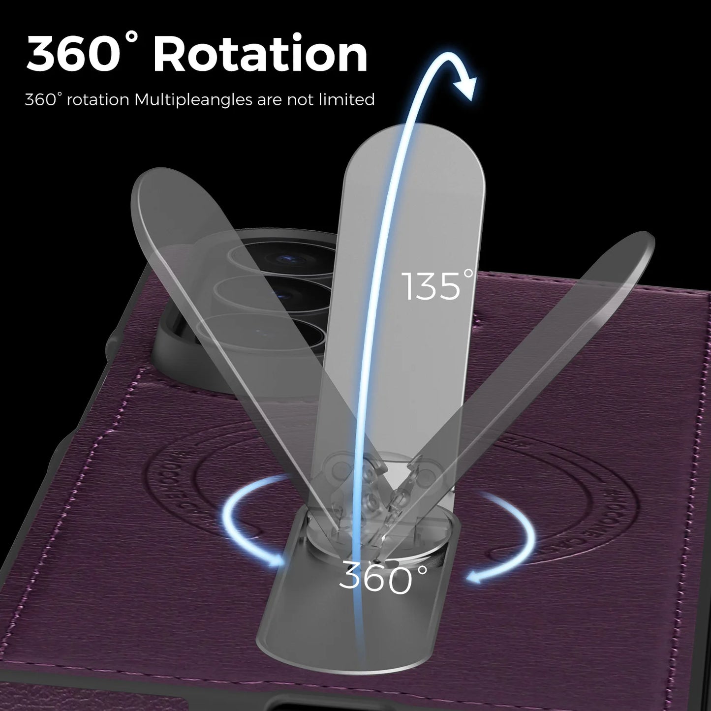 Fold 7 Strong Magnetic Phone Case for Samsung Galaxy Z Fold 7 6 5 4 3 Wireless Charging Metal Rotating Bracket Pu Leather Cover