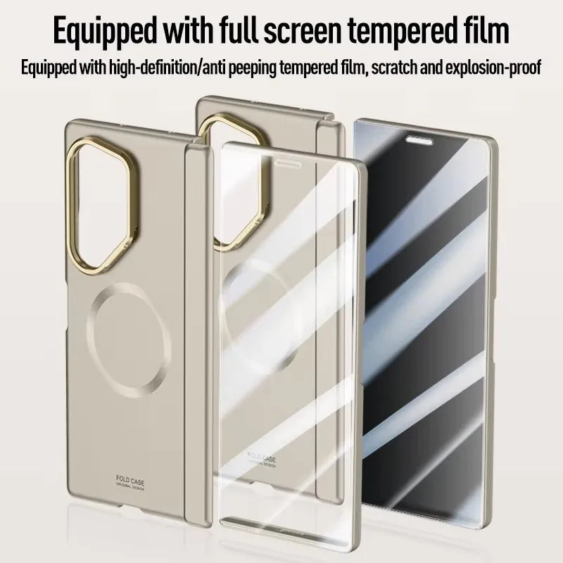 Magnetic Hinged Holder Cover For Samsung Galaxy Z Fold 6 Fold6 zfold6 Case With Tempered Glass Shockproof Cases Kickstand Fundas