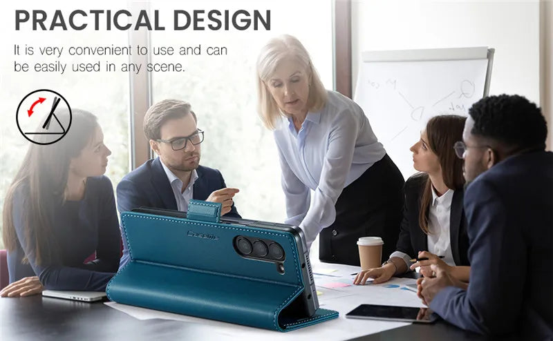 Luxury Magnetic Leather Wallet Multi Card Phone Case for Samsung Galaxy Z Fold 7 6 5 Fold6 Fold5 Shockproof Stand Cover Back Bag