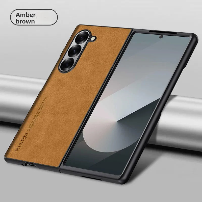 Luxury Sheepskin Leather TPU Camera Protect Sheepskin Fold Soft Phone Case for Samsung Galaxy Z Fold 7 6 5 4 3 Skin Feel Cover