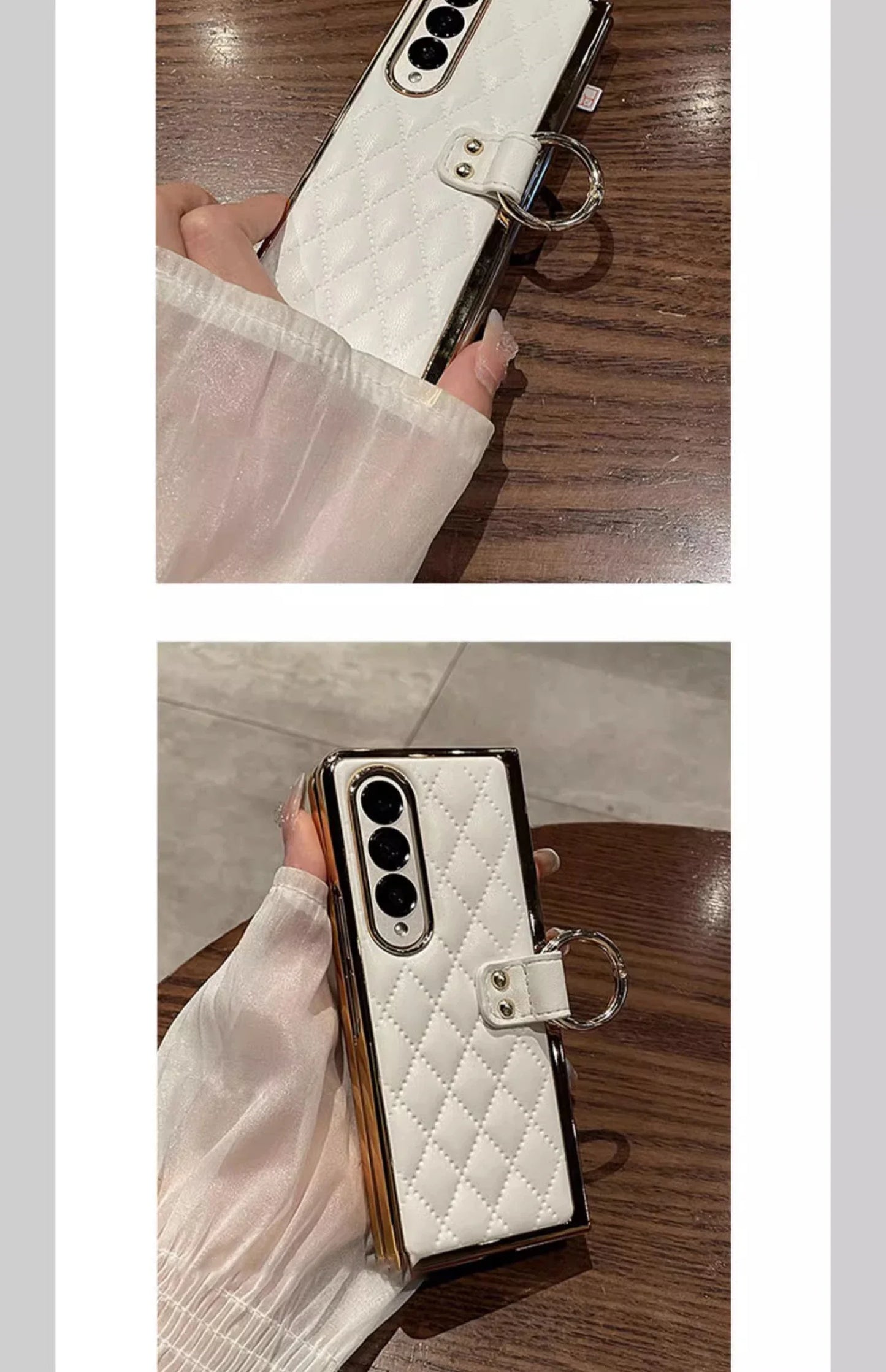 Leather Case with Ring Screen Protector for Samsung Galaxy Z, Fold 5, 6, 7 Z Fold 3, 4, Luxury Phone Case, Plating, Woman, Girl