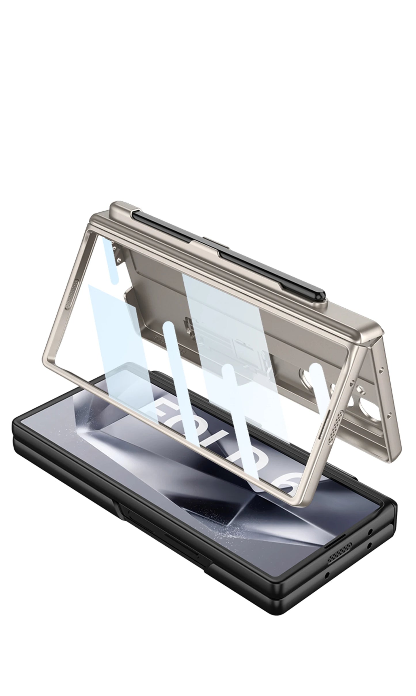 Hinge Protection Magnetic Pen Slot Cover For Samsung Galaxy Z Fold 6 5 4 3 5G Case Luxury Stand Hard PC Cover for Fold5 Fold6