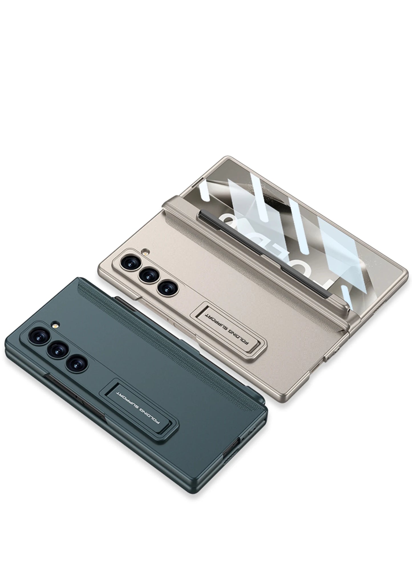 Hinge Protection Magnetic Pen Slot Cover For Samsung Galaxy Z Fold 6 5 4 3 5G Case Luxury Stand Hard PC Cover for Fold5 Fold6