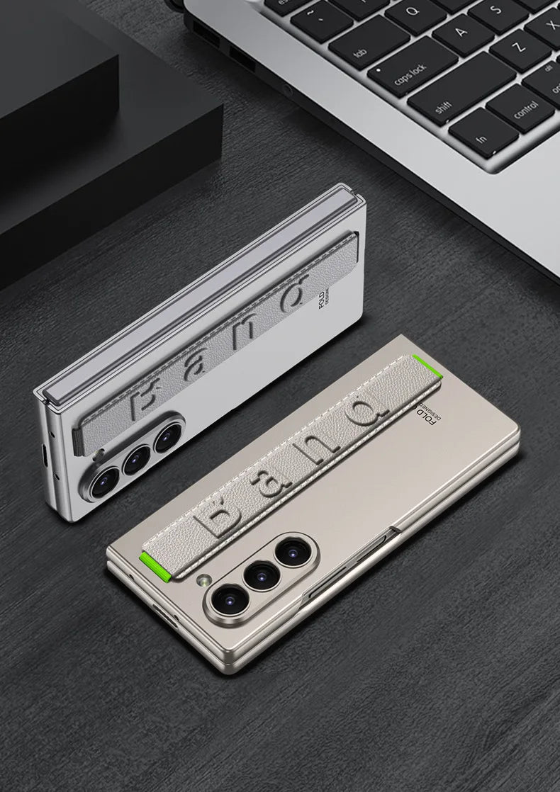 ZFold 7 High-end Screen Film+Phone Case for Samsung Galaxy Z Fold 7 6 Slim Elastic Wristband Wireless Charging Tough Pc Cover