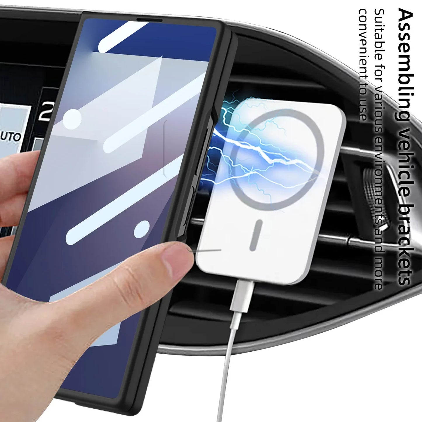 Z Fold 7 Magnetic Wireless Charging Phone Case for Samsung Galaxy Z Fold 7 Screen Protect Film Slim PC Foldable Matte Tough Cover