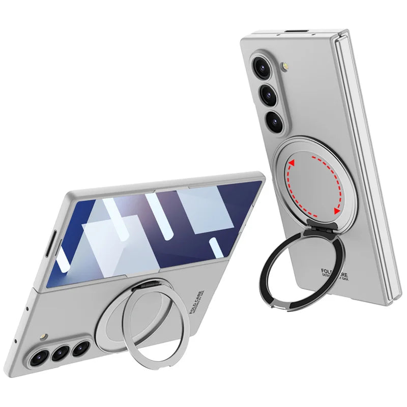 Matte Skin Feeling Magnetic Case For Samsung Galaxy Z Fold 7 3 4 5 6 Rotating bracket Magsafe Wireless Charger Slim PC Cover