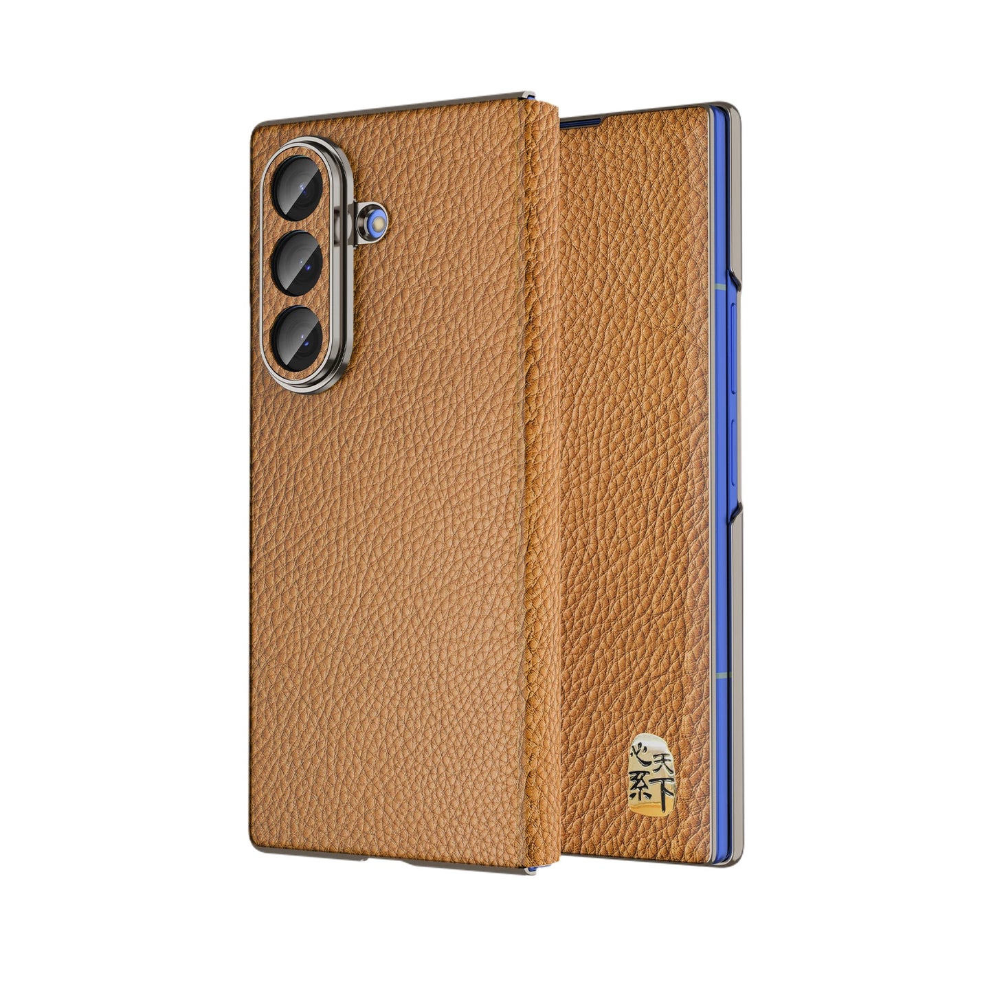 Genuine Cowhide Leather Phone Case for Samsung Galaxy Z Fold 7 Fold6 5 W24 W25 Fine Hole Lens Bumper Magnetic Suction Edge Cover