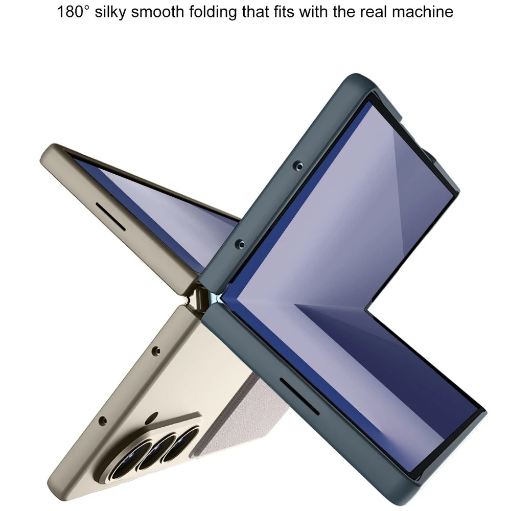 Fold7 Lichee Pattern Pu Leather Phone Case for Samsung Galaxy Z Fold 7 6 5 Card Slot Camera Protection Slim Anti Fall Hard Cover