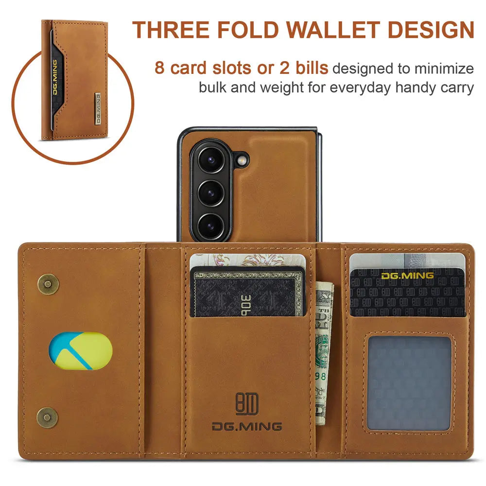 2 in 1 Magnetic Vintage Wallet Cards Slot Leather Case For Samsung Galaxy Z Fold 6 7 Fold 5 Fold 4 3 Shockproof Cover