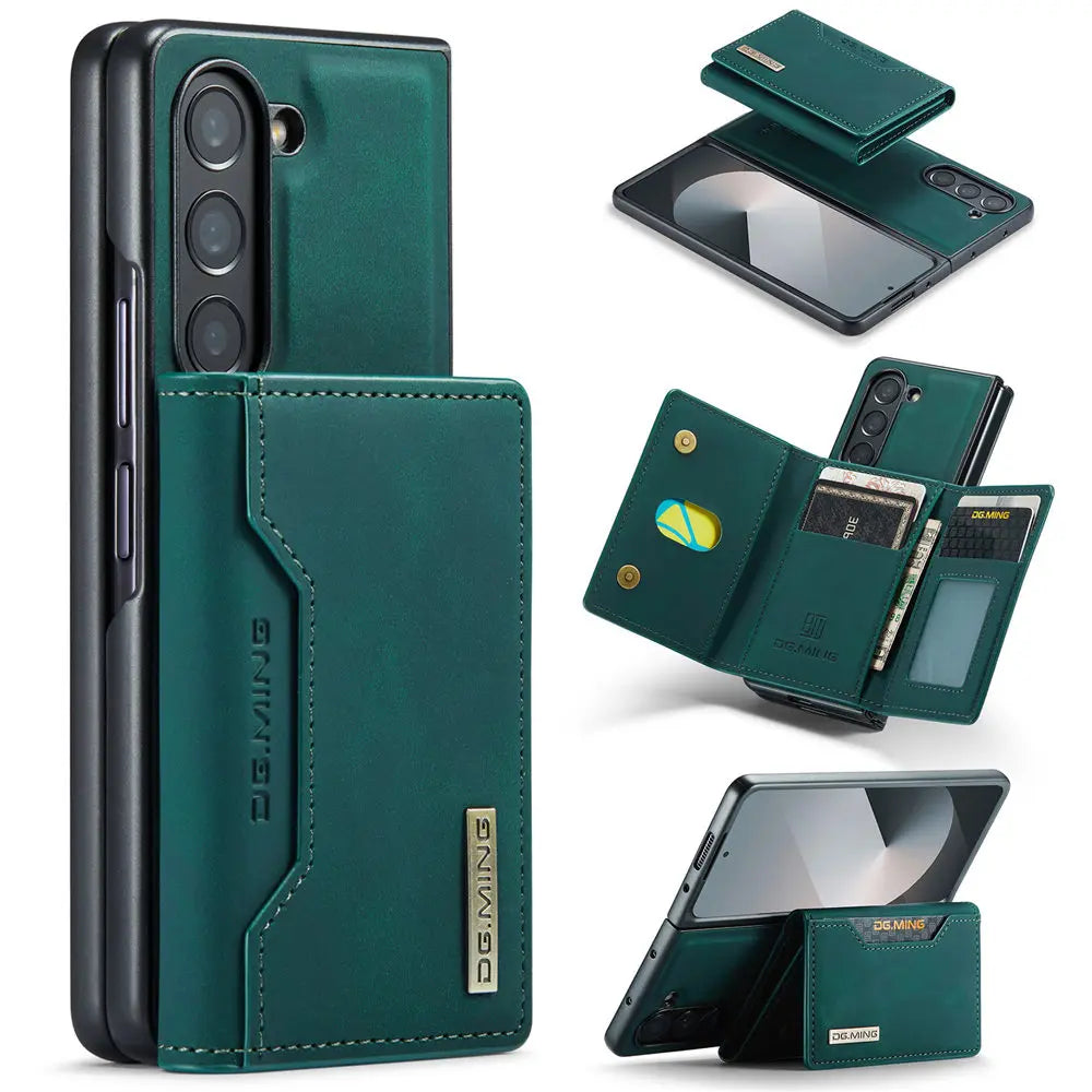 2 in 1 Magnetic Vintage Wallet Cards Slot Leather Case For Samsung Galaxy Z Fold 6 7 Fold 5 Fold 4 3 Shockproof Cover