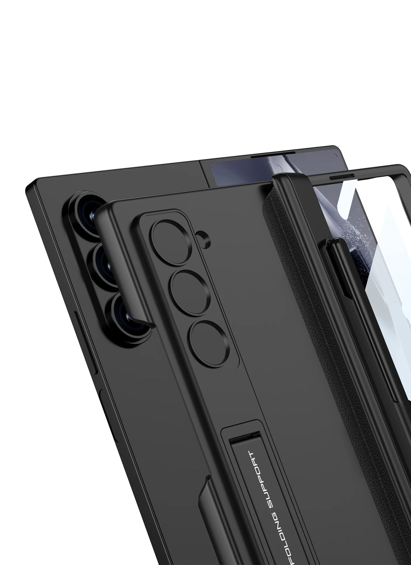 Hinge Protection Magnetic Pen Slot Cover For Samsung Galaxy Z Fold 6 5 4 3 5G Case Luxury Stand Hard PC Cover for Fold5 Fold6