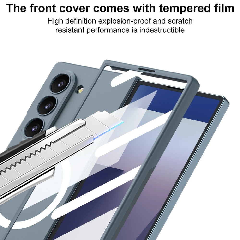 Z Fold 7 Magnetic Wireless Charging Phone Case for Samsung Galaxy Z Fold 7 Screen Protect Film Slim PC Foldable Matte Tough Cover
