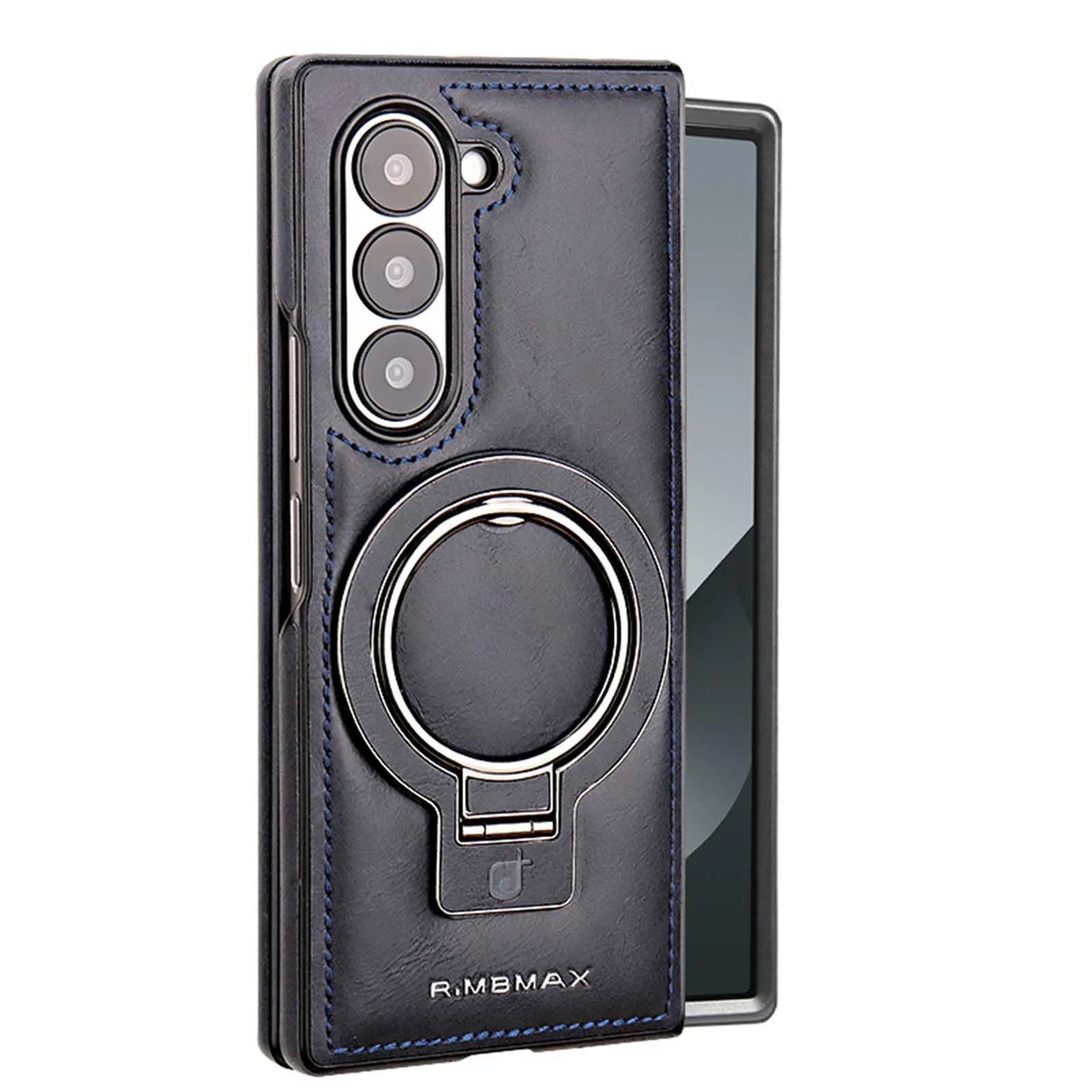 Electroplated Leather  Phone Case for Samsung Galaxy Z Fold 7 ZFold 6 5 4 3 Bracket Magnetic Wireless Charging Protective Cover