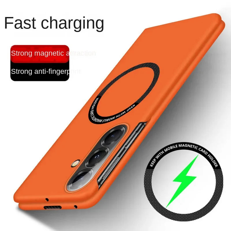 Business Sle Ultra-thin Frameless Magsafe Case for Samsung Galaxy Z Fold 7 6 5 4 3 Hard Fast Charging Shockproof Protect Cover