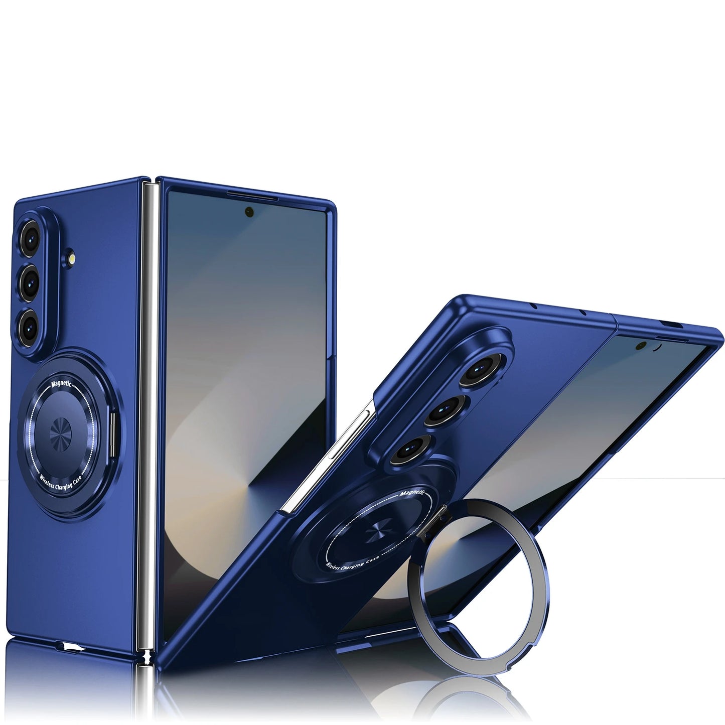 Luxury Military Armor Solid Color Magnetic 360 Bracket Phone Case For Samsung Z Fold 7 6 5 4 3 Wireless Charge Shockproof Cover