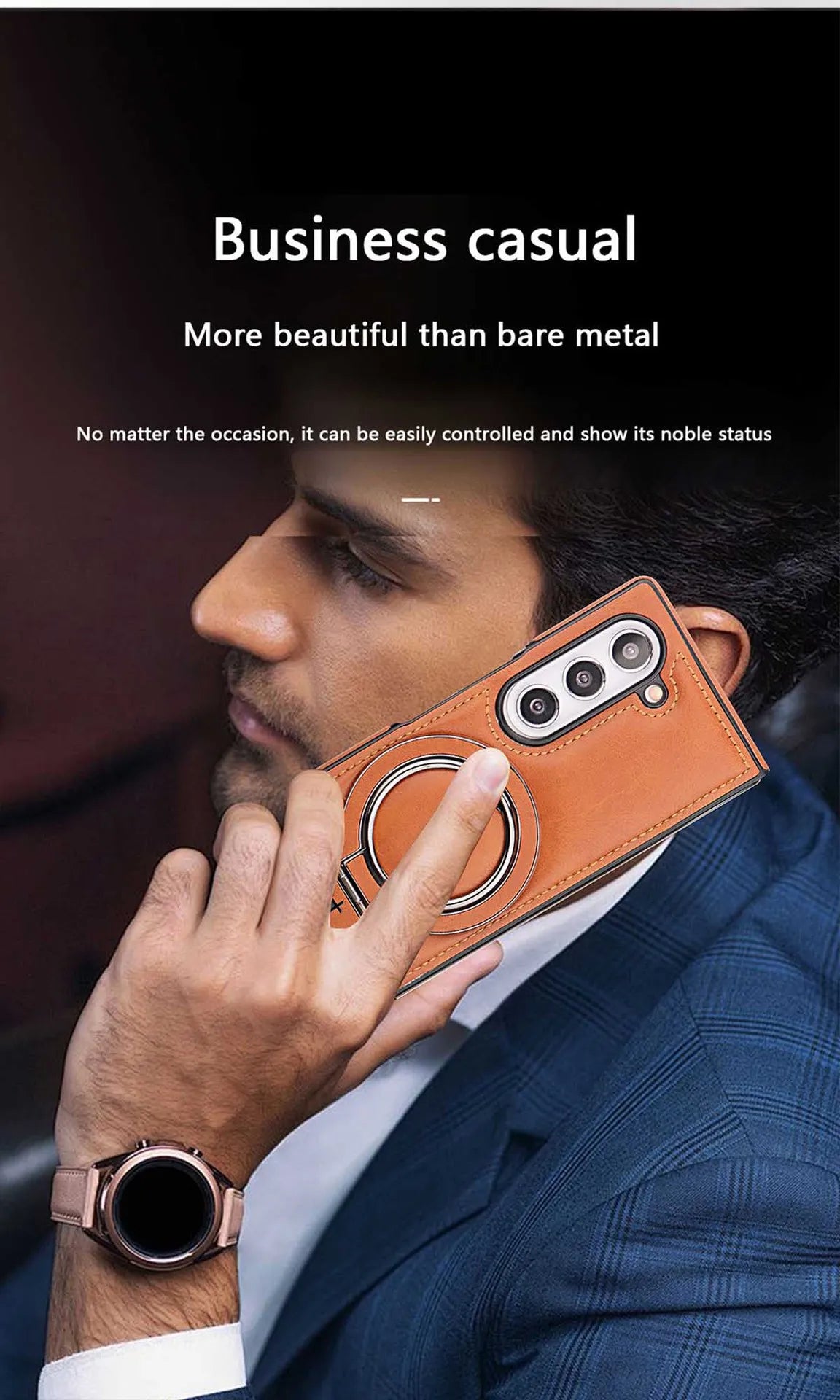 Electroplated Leather  Phone Case for Samsung Galaxy Z Fold 7 ZFold 6 5 4 3 Bracket Magnetic Wireless Charging Protective Cover