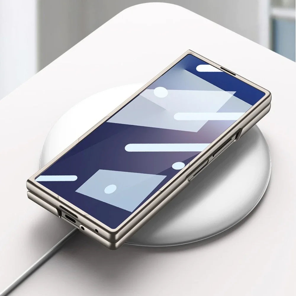 ZFold 7 High-end Screen Film+Phone Case for Samsung Galaxy Z Fold 7 6 Slim Elastic Wristband Wireless Charging Tough Pc Cover