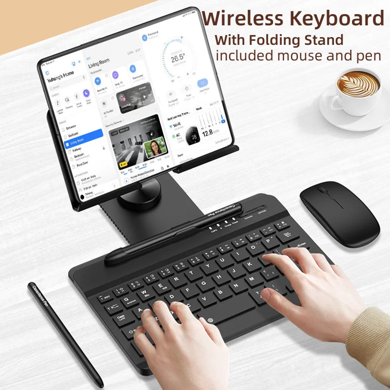 Portable Wireless Keyboard With Stand Mouse Pen