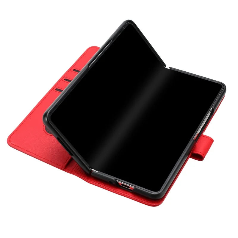 Luxury Magnetic Leather Wallet Card Phone Case for Samsung Galaxy Z Fold 6 5 4 3 Fold6 Fold5 Flip Purse Holder Cover Back Bag