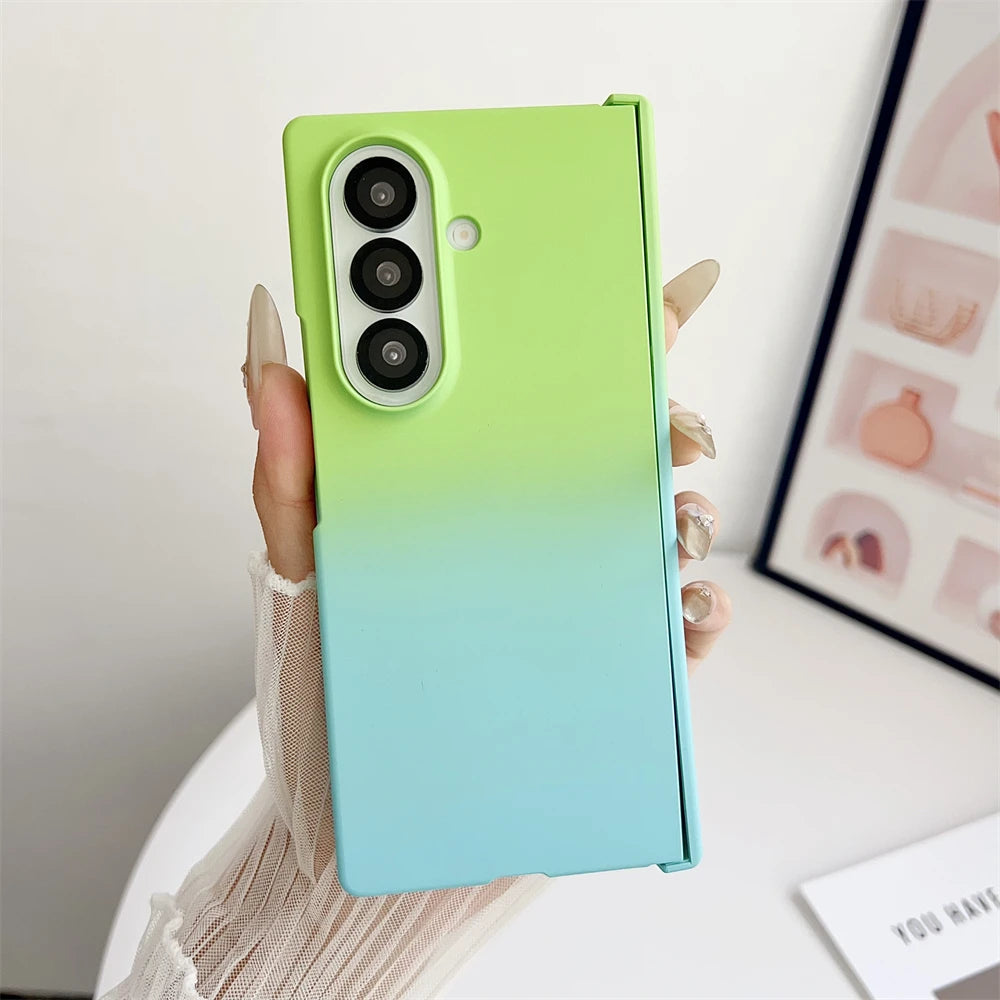 For Samsung Z Fold 7 6 Silicone Gradient Dual Color Case For Galaxy Z Fold 5 3 4 Fold6 Filp7 Hinge Protector Shockproof Cover