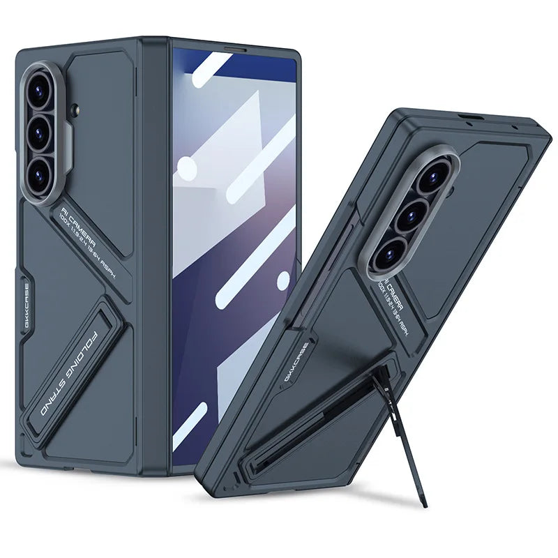 Magnetic Invisible Bracket Phone Case for Samsung Galaxy Z Fold 7 Fold7 Hinge/Screen Protection Film Slim Shockproof Hard Cover