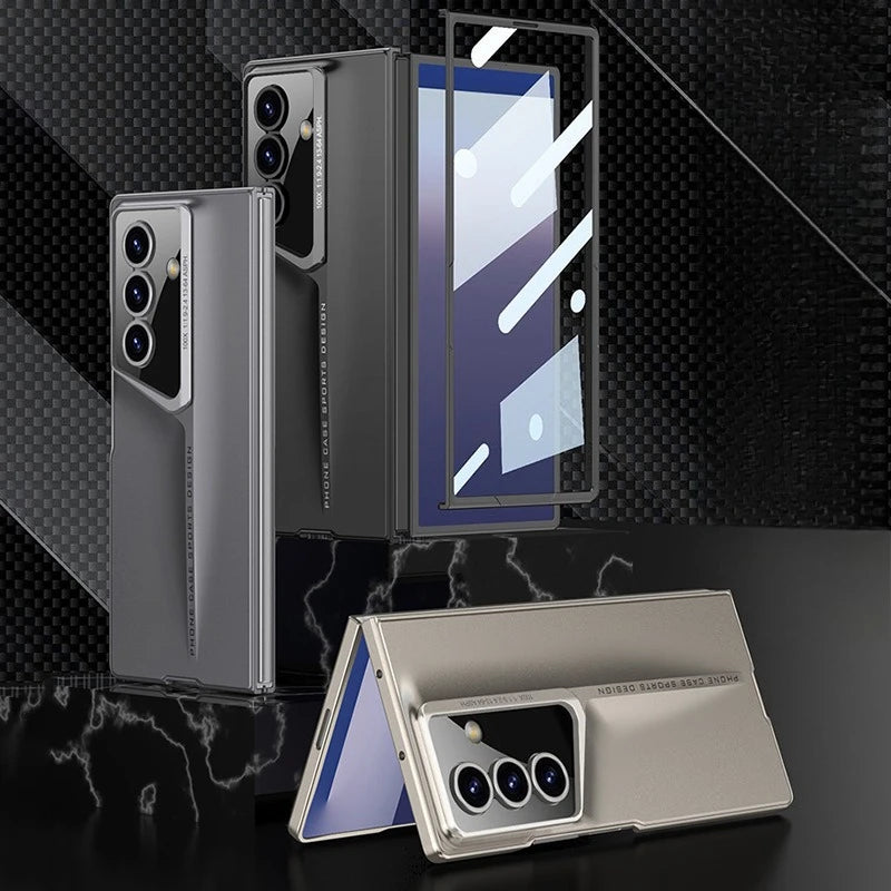 Fine Hole Matte PC Phone Case + Steel Film for Samsung Galaxy Z Fold 7 Zfold 6 5 4 Ultrathin Full Coverage Protective Hard Cover