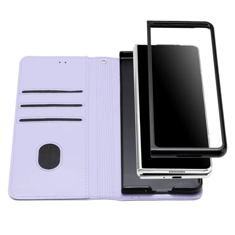 Luxury Magnetic Leather Wallet Card Phone Case for Samsung Galaxy Z Fold 6 5 4 3 Fold6 Fold5 Flip Purse Holder Cover Back Bag