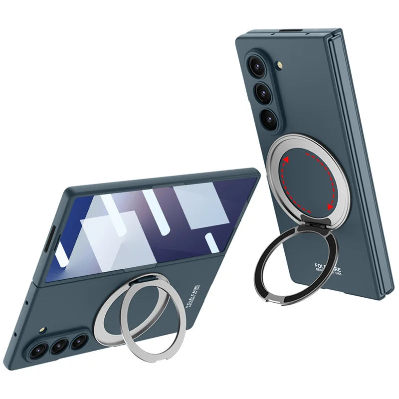 Matte Skin Feeling Magnetic Case For Samsung Galaxy Z Fold 7 3 4 5 6 Rotating bracket Magsafe Wireless Charger Slim PC Cover