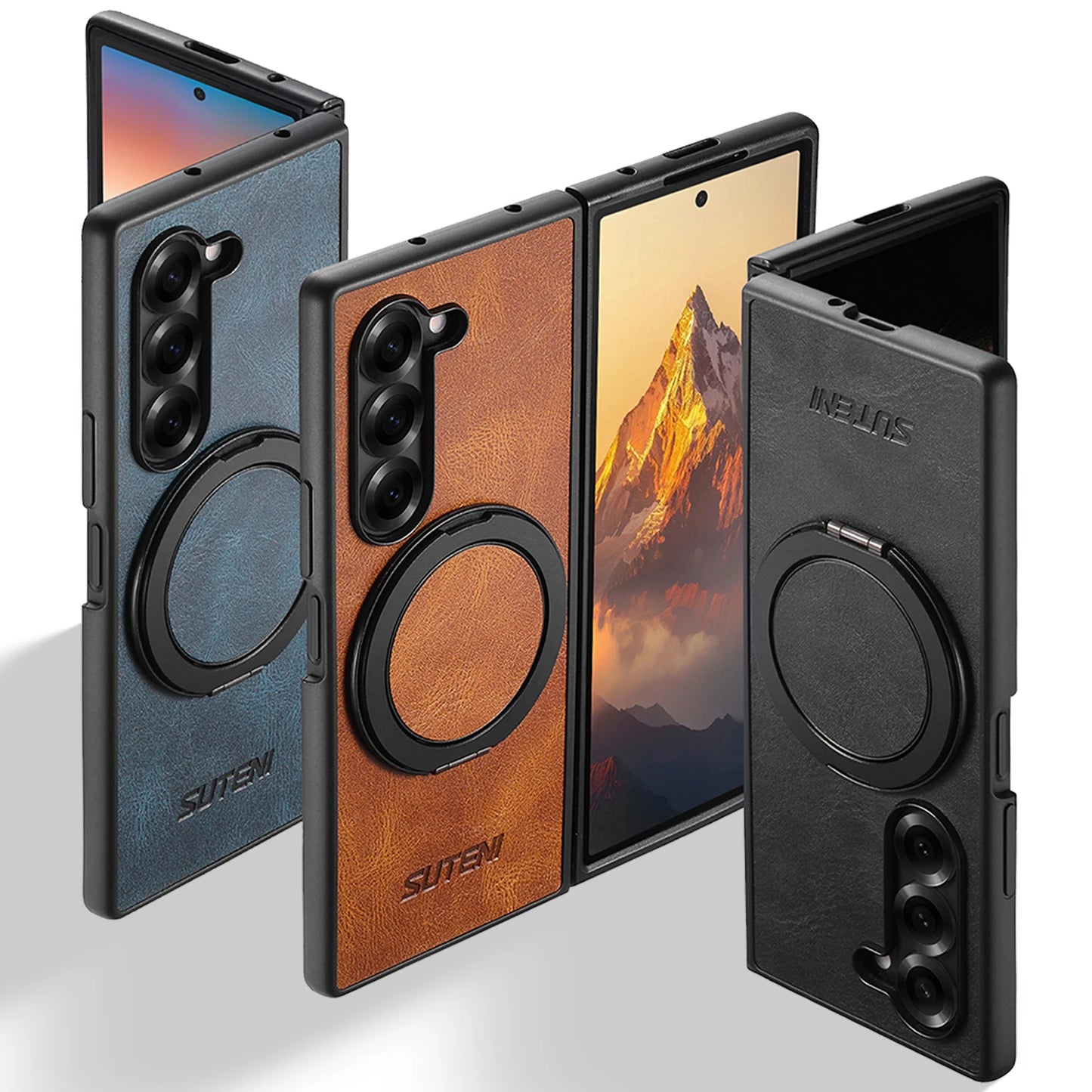 Oil Wax Leather Flip Phone Case for Samsung Galaxy Z Fold 7 Zfold6 5 Magnetic Wireless Charging Hardware Ring Bracket Back Cover