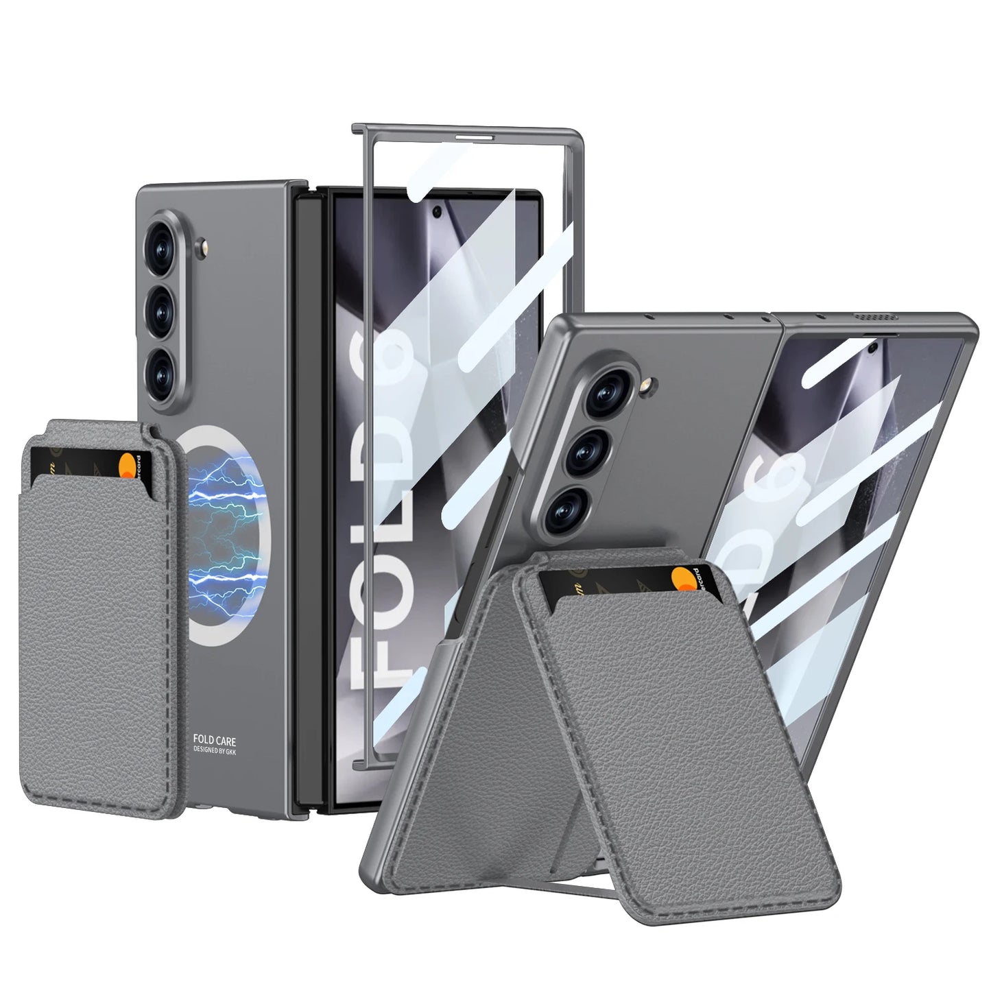 GKK Magnetic Wireless Charge Case For Samsung Galaxy Z Fold 7 6 Screen Glass Card Package Holder Cover For Galaxy Z Fold7 Case