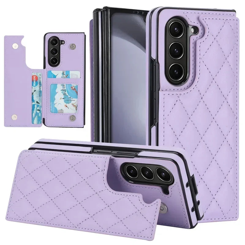 Leather Wallet Card Phone Case for Samsung Galaxy Z Fold 6 5 4 3 Fold6 Fold5 Fold4 Fold3 Shockproof Flip Stand Cover Hoesje Etui
