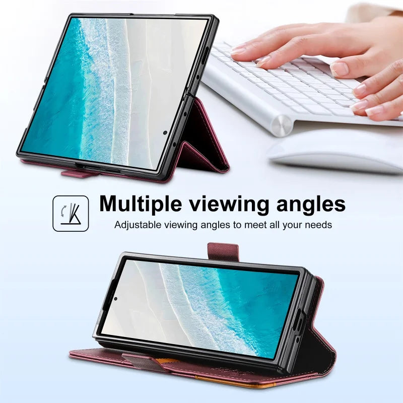 Luxury Magnetic Anti-theft Brush Leather Wallet Card Slot Phone Case for Samsung Galaxy Z Fold 7 6 5 4 3 Purse Holder Cover Etui