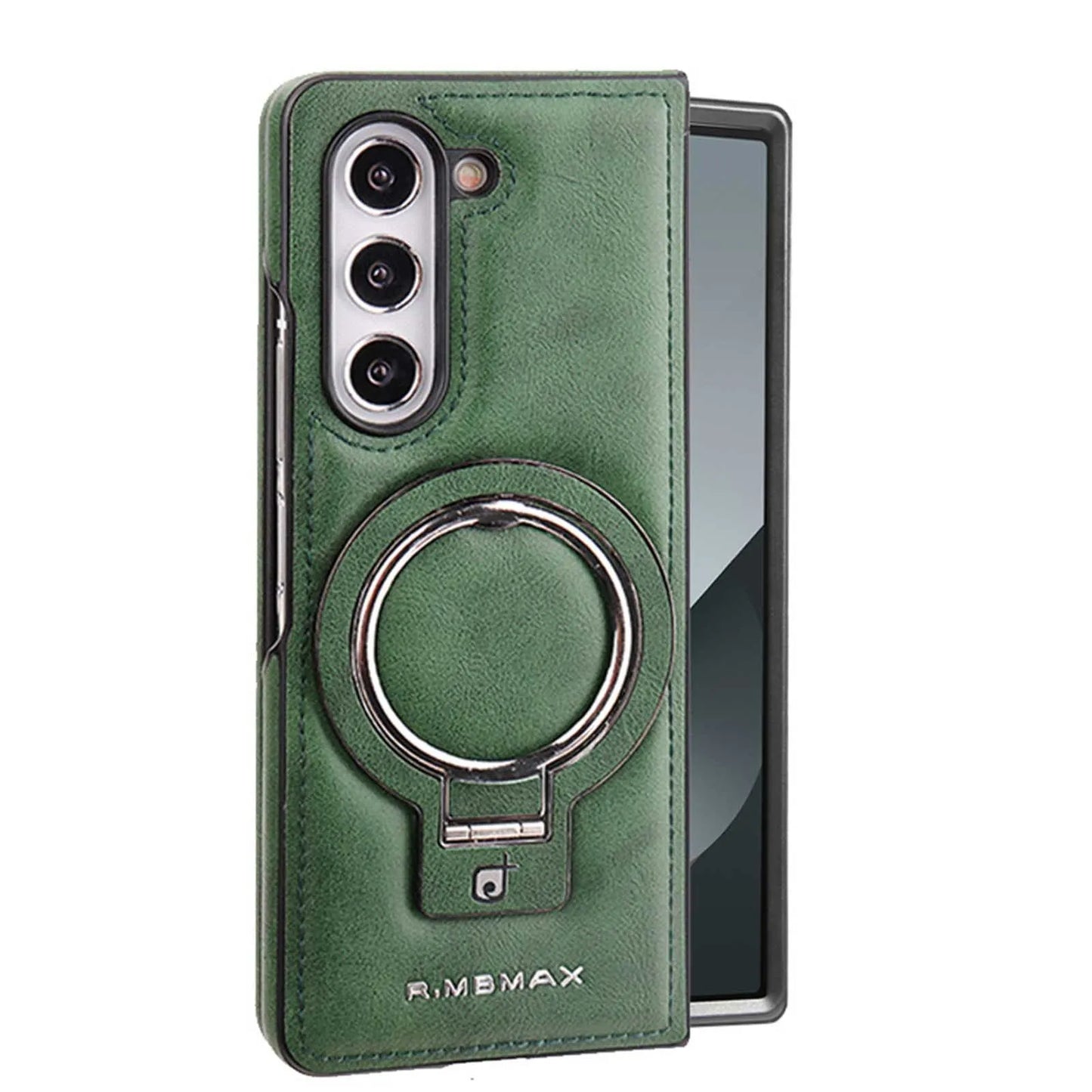 Electroplated Leather  Phone Case for Samsung Galaxy Z Fold 7 ZFold 6 5 4 3 Bracket Magnetic Wireless Charging Protective Cover