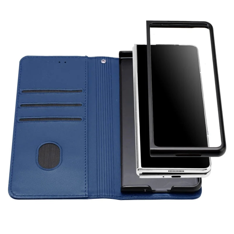 Luxury Magnetic Leather Wallet Card Phone Case for Samsung Galaxy Z Fold 6 5 4 3 Fold6 Fold5 Flip Purse Holder Cover Back Bag