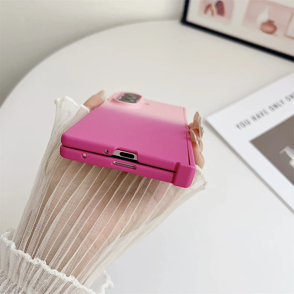 For Samsung Z Fold 7 6 Silicone Gradient Dual Color Case For Galaxy Z Fold 5 3 4 Fold6 Filp7 Hinge Protector Shockproof Cover