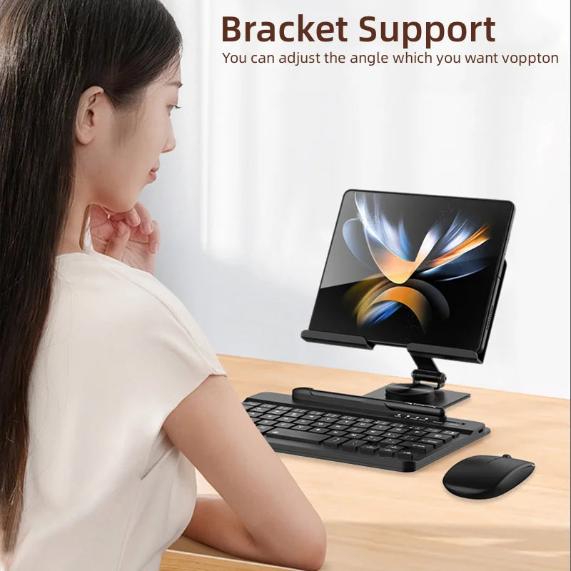 Portable Wireless Keyboard With Stand Mouse Pen