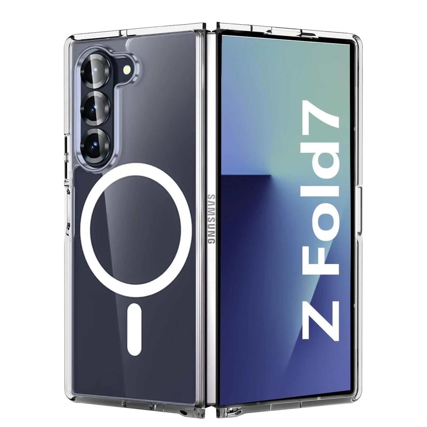 For Samsung Z Fold 7 Magsafe Case Luxury Transparent PC TPU Magnetic Wireless Charging Cover for Samsung Galaxy Z Fold 7 6 5 4 3