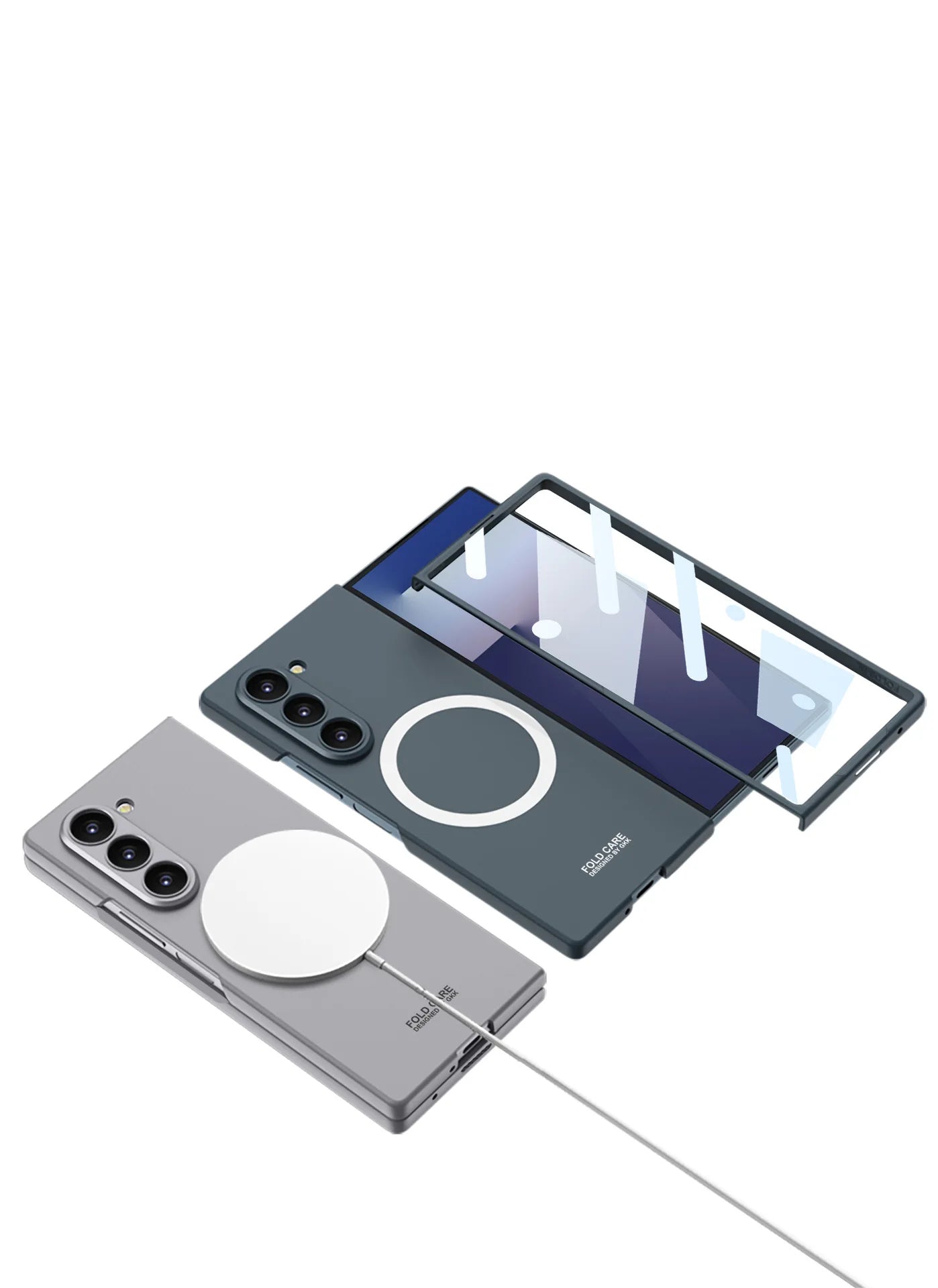 Z Fold 7 Magnetic Wireless Charging Phone Case for Samsung Galaxy Z Fold 7 Screen Protect Film Slim PC Foldable Matte Tough Cover